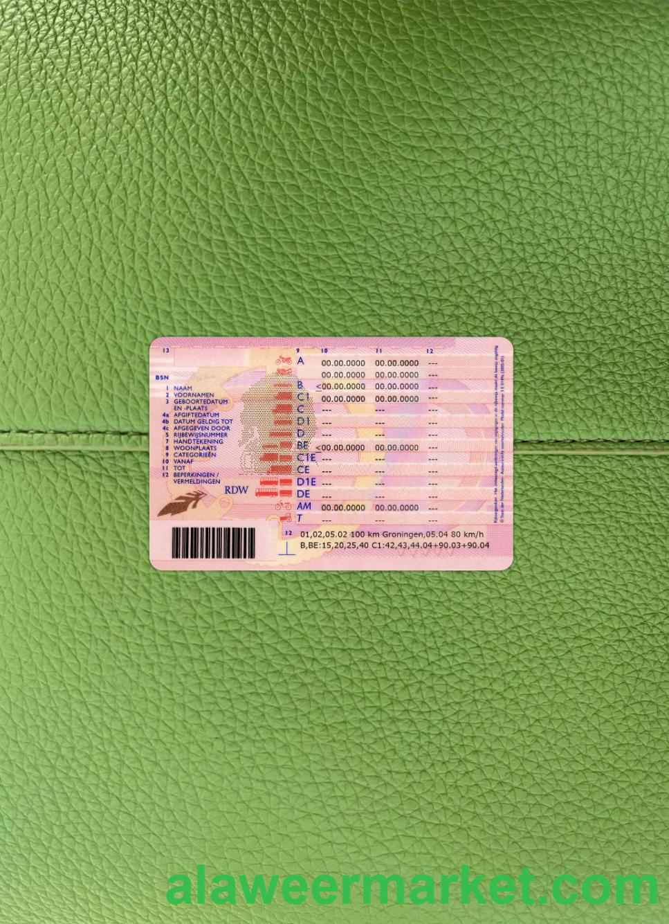 Netherlands driving license photolook BACK